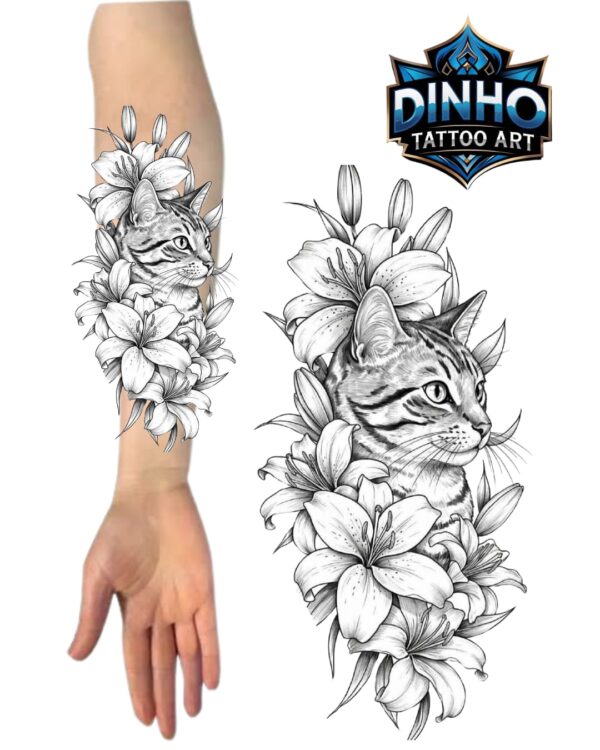 Floral e Gato Realismo