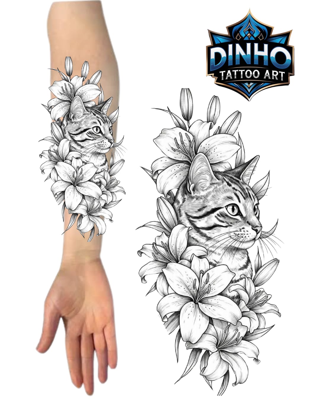 Floral e Gato Realismo