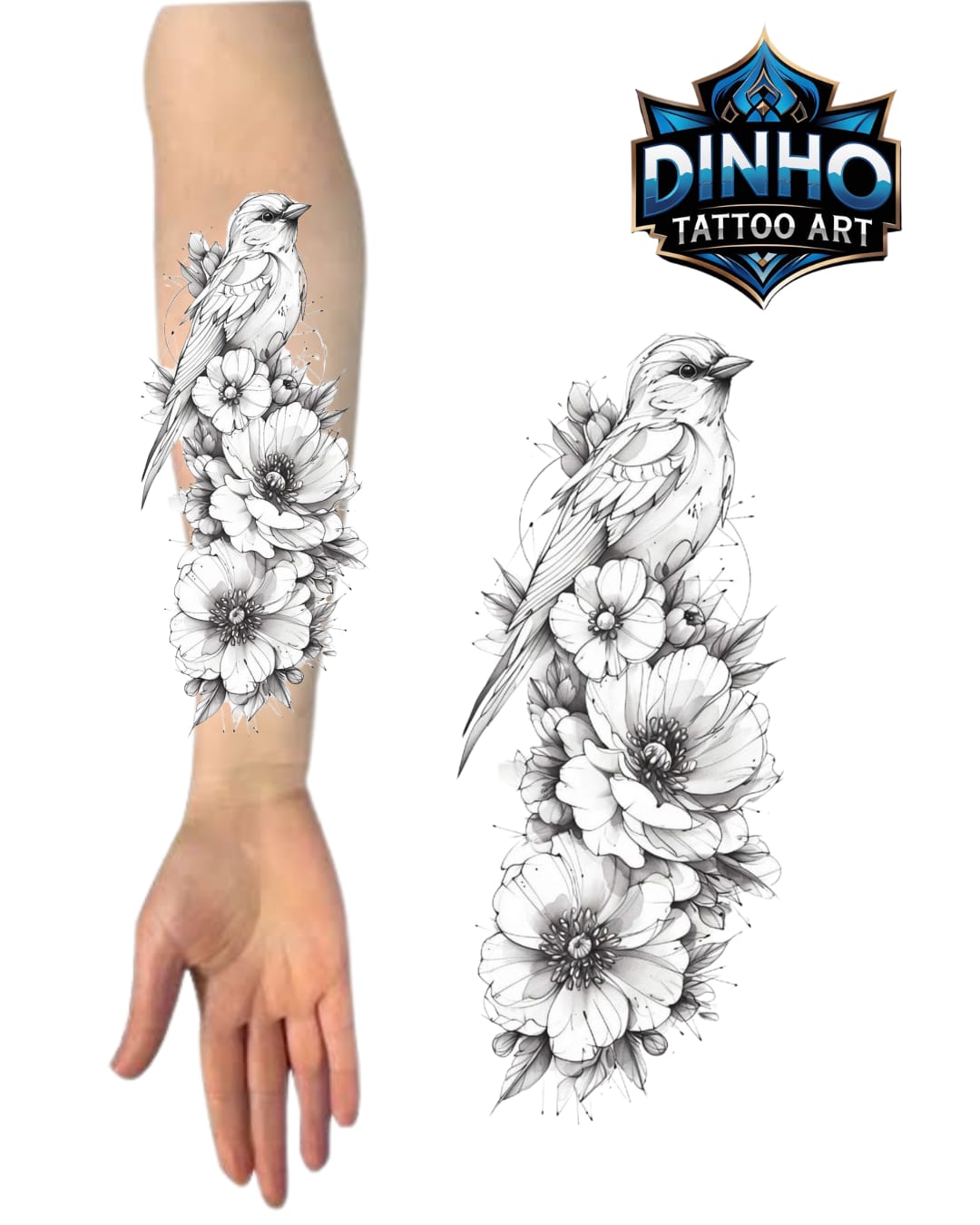Floral e Pássaro
